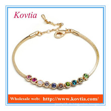 Mode 18k Gold multicolor Kristall Link Charme Leder Armband Silikon Armband